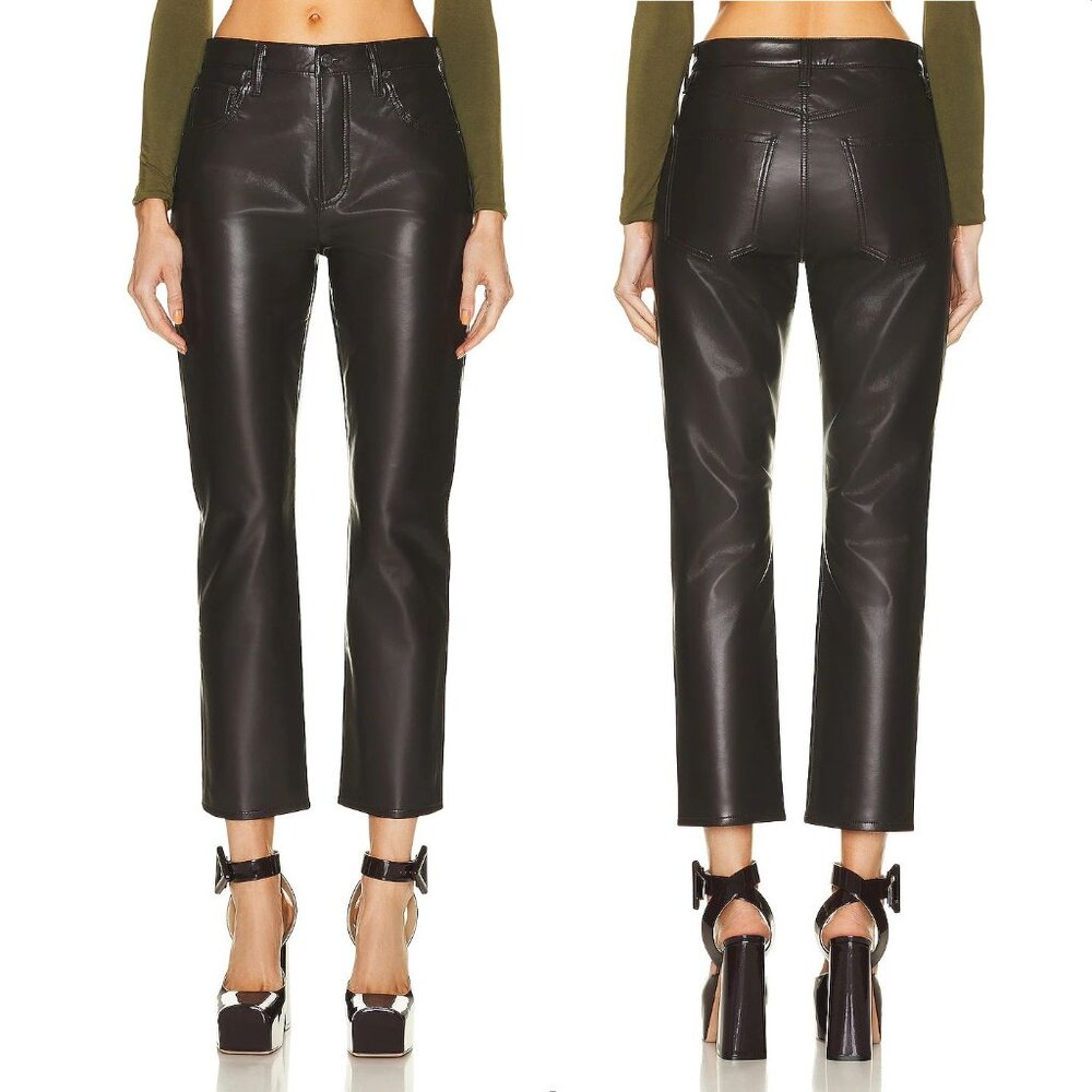 Citizens of Humanity Jolene Jeans Pants Size 30 High Rise Leather Brown NEW